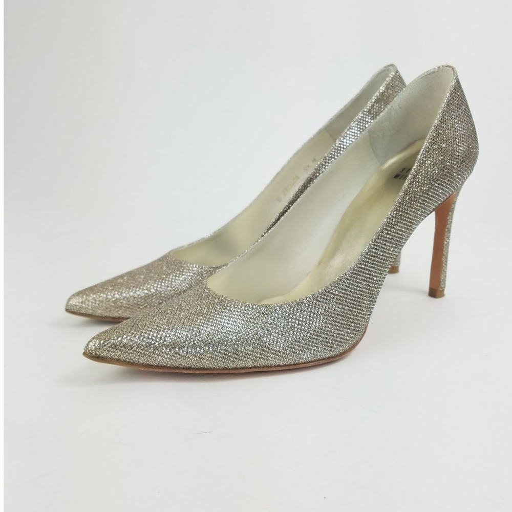 Stuart Weitzman Metallic Glitter Pointed Toe Pumps - image 3